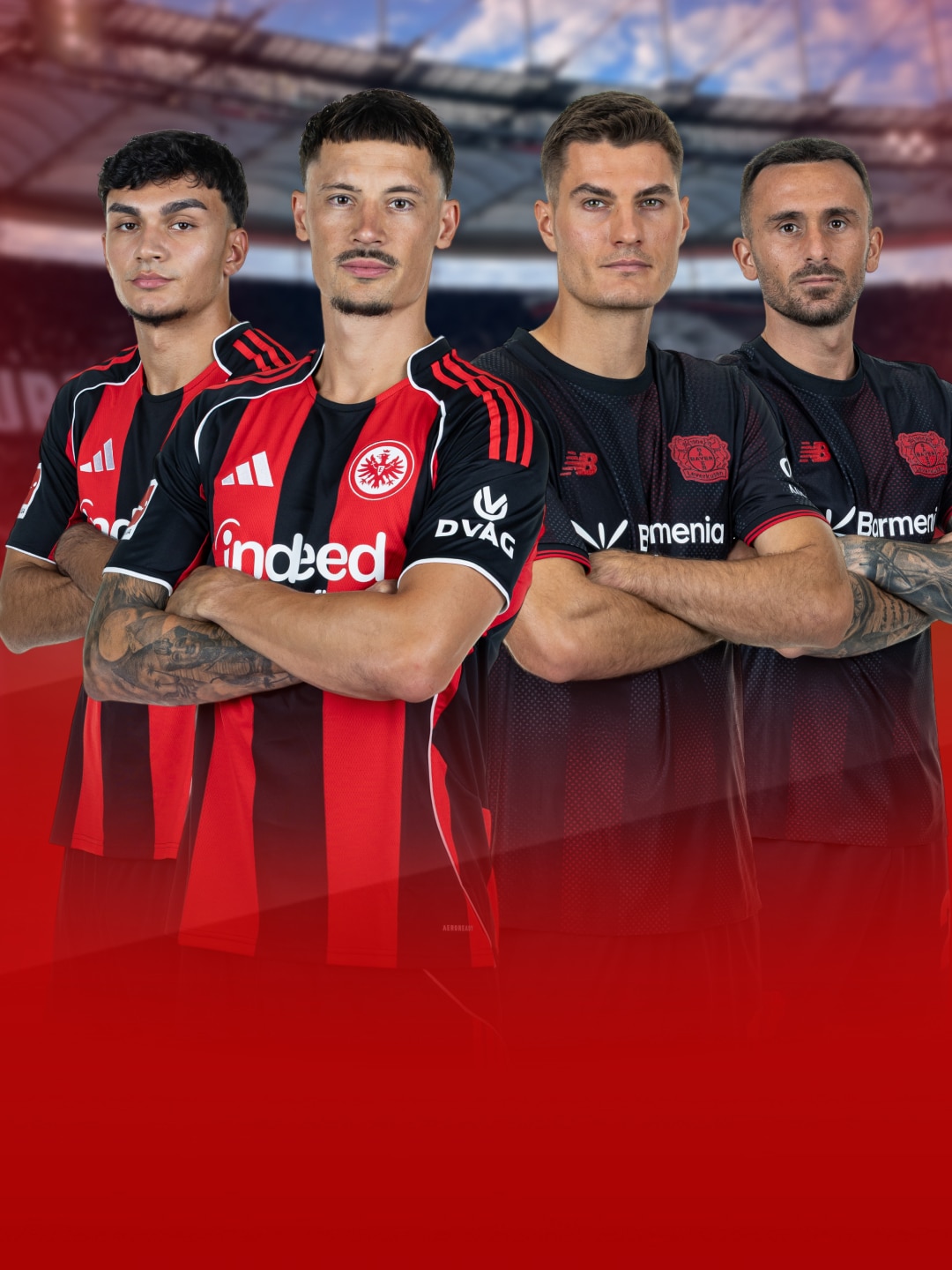 Jeweils zwei Spieler vom Eintracht Frankfurt und Bayer Leverkusen